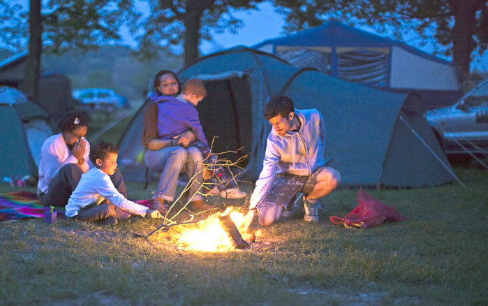 family round the campfire